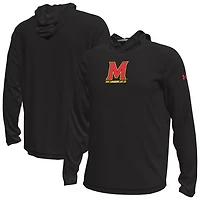 Men's Under Armour  Black Maryland Terrapins Sideline Knockout Long-Sleeve Hooded T-Shirt