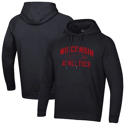 Men's Under Armour Black Wisconsin Badgers 2025 Sideline Rival Fleece Hoodie
