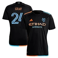 Men's adidas Tayvon Gray Black New York City FC 2024 24/7 Kit Replica Player Jersey