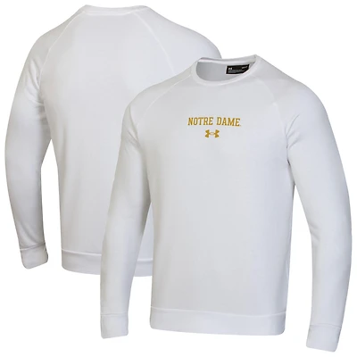 Men's Under Armour  White Notre Dame Fighting Irish Sideline Rival Fleece Crewneck Sweatshirt