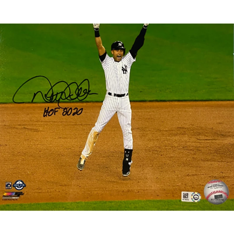 Derek Jeter New York Yankees Autographed Celebration Photograph with "HOF 2020" Inscription