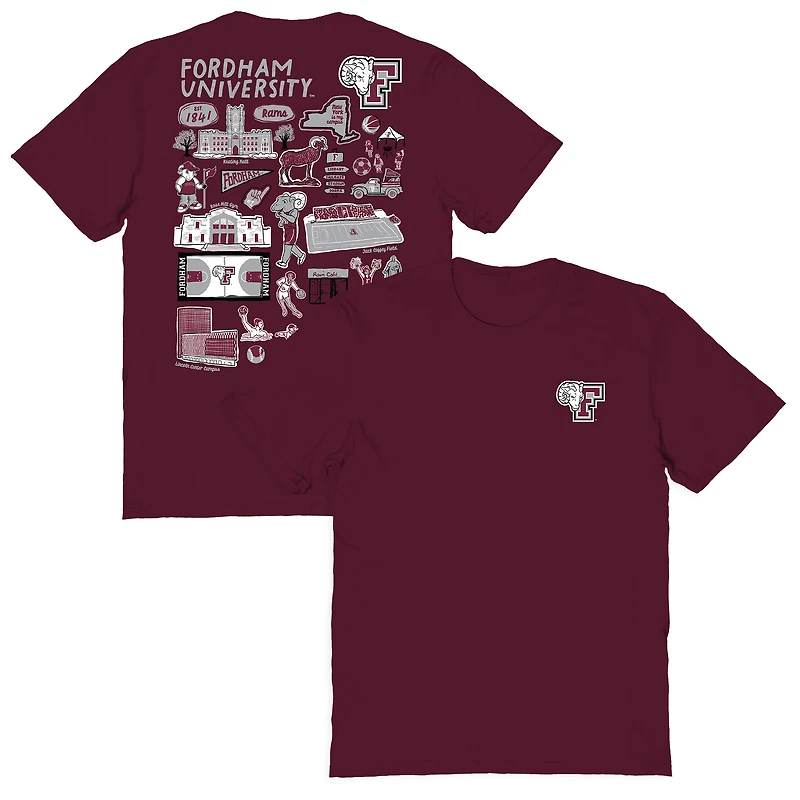 Women's Vive La Fete  Maroon Fordham Rams Impressions Artwork Relaxed Fit T-Shirt