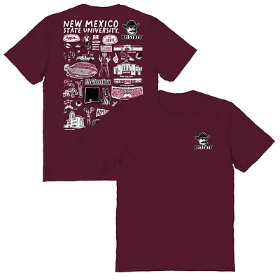 Women's Vive La Fete  Maroon New Mexico State Aggies Impressions Artwork Relaxed Fit T-Shirt