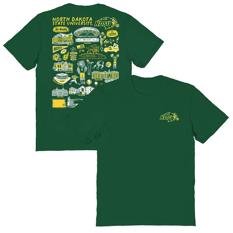Women's Vive La Fete  Green NDSU Bison Impressions Artwork Relaxed Fit T-Shirt