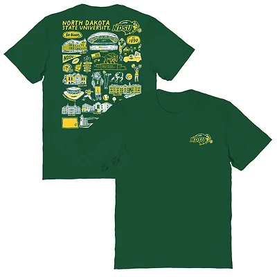 Women's Vive La Fete  Green NDSU Bison Impressions Artwork Relaxed Fit T-Shirt