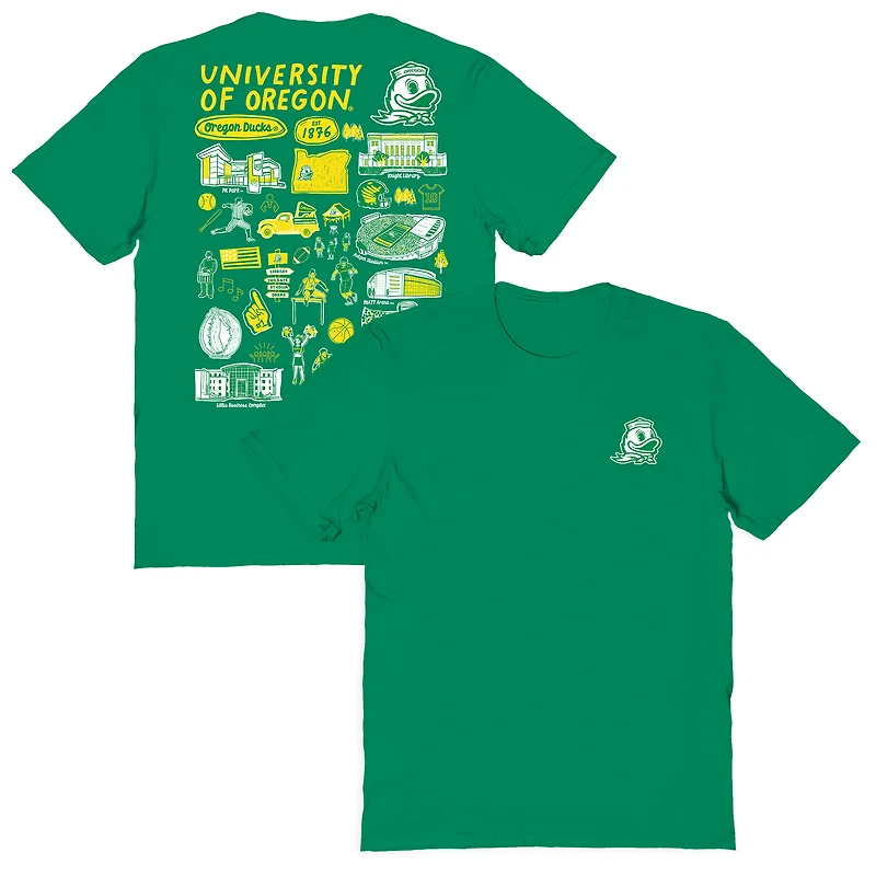 Women's Vive La Fete  Green Oregon Ducks Impressions Artwork Relaxed Fit T-Shirt