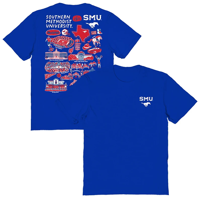 Women's Vive La Fete  Royal SMU Mustangs Impressions Artwork Relaxed Fit T-Shirt