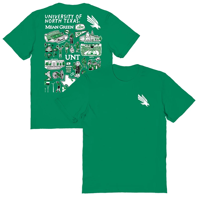 Women's Vive La Fete Green North Texas Mean Impressions Artwork Relaxed Fit T-Shirt