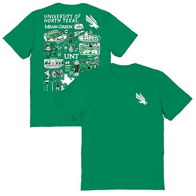 Women's Vive La Fete  Green North Texas Mean Impressions Artwork Relaxed Fit T-Shirt