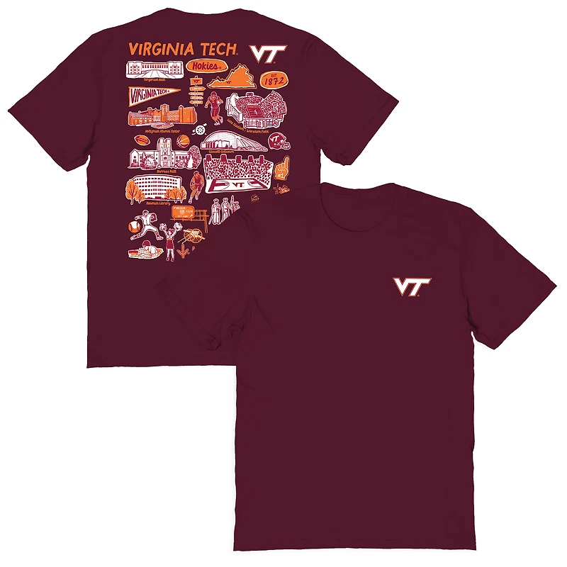 Women's Vive La Fete  Maroon Virginia Tech Hokies Impressions Artwork Relaxed Fit T-Shirt