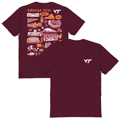 Women's Vive La Fete  Maroon Virginia Tech Hokies Impressions Artwork Relaxed Fit T-Shirt