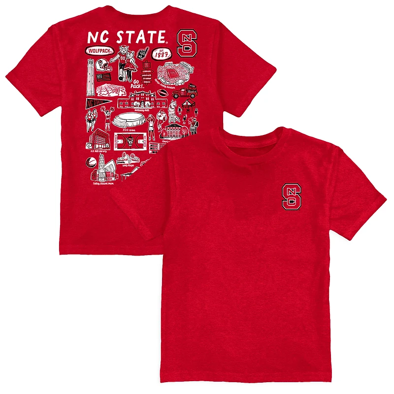 Youth Vive La Fete  Red NC State Wolfpack Impressions Artwork T-Shirt