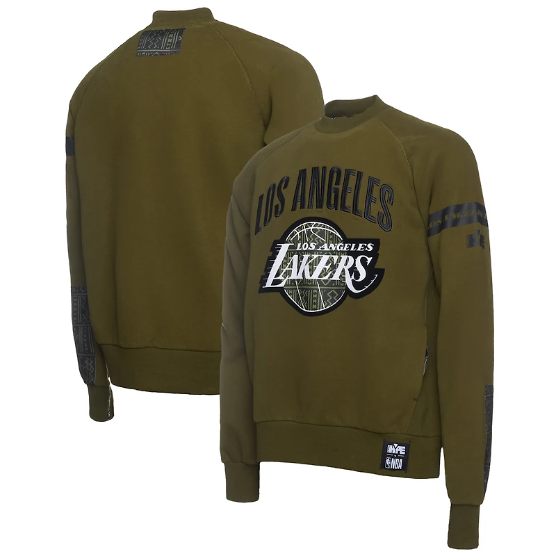 Men's NBA x Two Hype Olive Los Angeles Lakers Culture & Hoops Collection Premium Pullover Sweatshirt