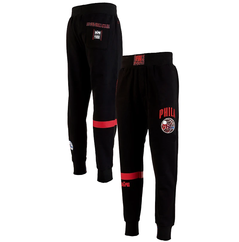 Men's NBA x Two Hype  Black Philadelphia 76ers Culture & Hoops Collection Premium Jogger Pants