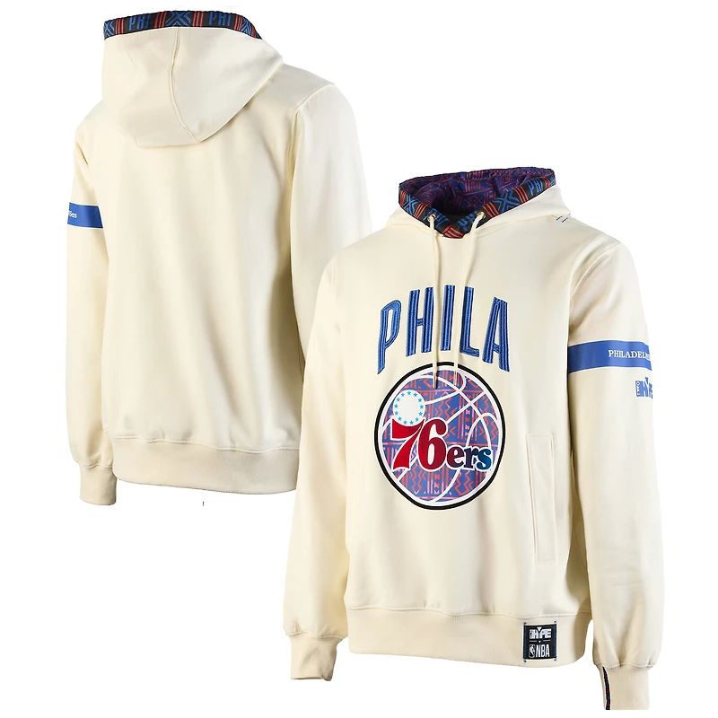 Men's NBA x Two Hype Cream Philadelphia 76ers Culture & Hoops Collection Premium Pullover Hoodie