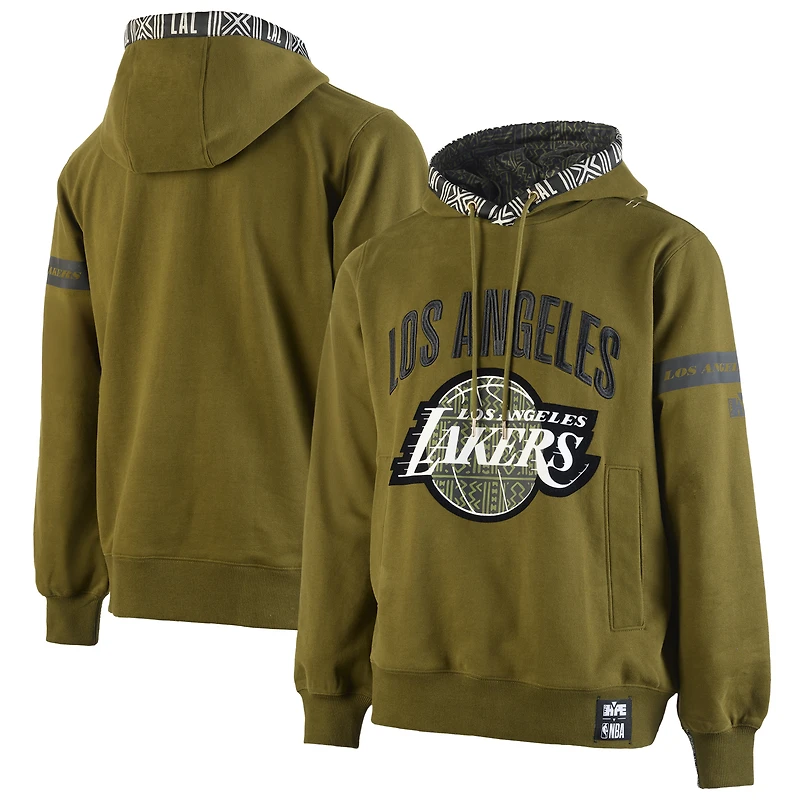 Men's NBA x Two Hype  Olive Los Angeles Lakers Culture & Hoops Collection Premium Pullover Hoodie