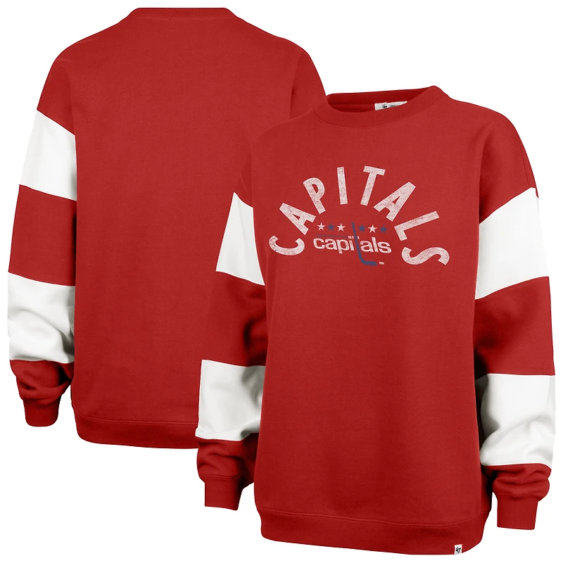 Women's '47 Red Washington Capitals Eephus Barred Pullover Sweatshirt