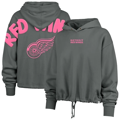 Women's '47 Gray Detroit Red Wings Bright Side Venice Cropped Pullover Hoodie
