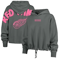 Women's '47 Gray Detroit Red Wings Bright Side Venice Cropped Pullover Hoodie