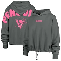 Women's '47 Gray Pittsburgh Penguins Bright Side Venice Cropped Pullover Hoodie