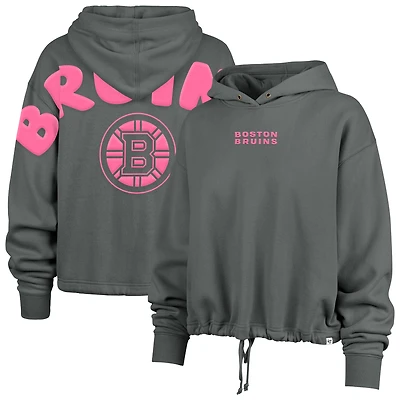 Women's '47 Gray Boston Bruins Bright Side Venice Cropped Pullover Hoodie