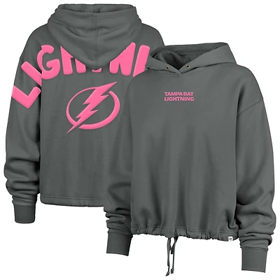 Women's '47 Gray Tampa Bay Lightning Bright Side Venice Cropped Pullover Hoodie