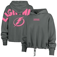 Women's '47 Gray Tampa Bay Lightning Bright Side Venice Cropped Pullover Hoodie