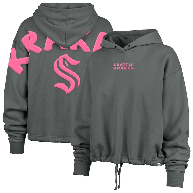 Women's '47 Gray Seattle Kraken Bright Side Venice Cropped Pullover Hoodie
