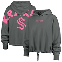 Women's '47 Gray Seattle Kraken Bright Side Venice Cropped Pullover Hoodie