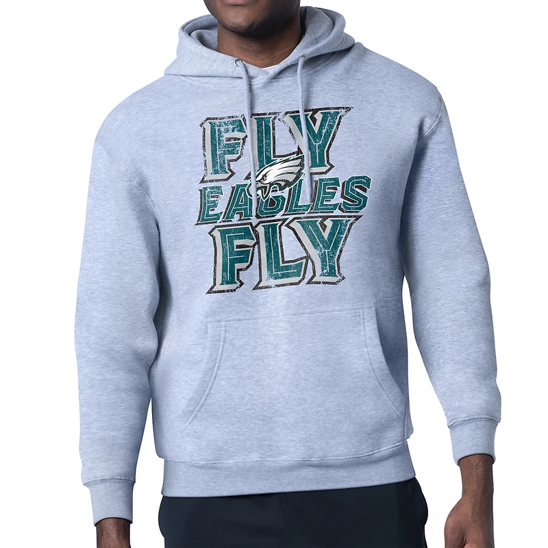 Men's Starter Philadelphia Eagles Distressed Fleece Pullover Hoodie