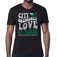 Men's Starter  Black Philadelphia Eagles Distressed Retro City of Brotherly Love T-Shirt