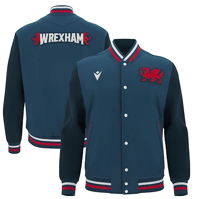 Men's Macron Navy Wrexham Anthem Full-Snap Varsity Jacket