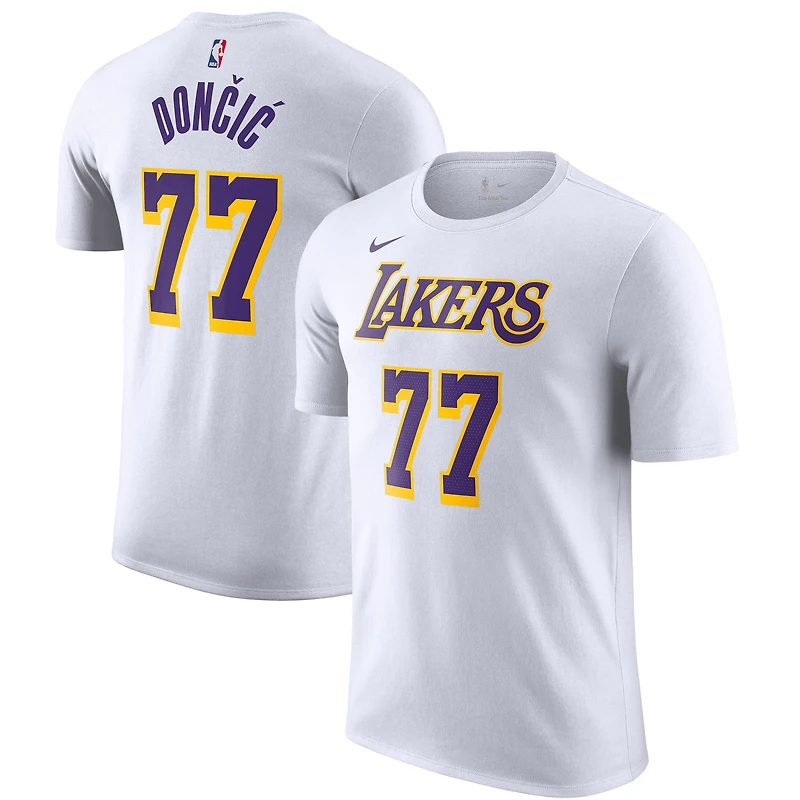 Men's Nike Luka Dončić White Los Angeles Lakers Statement Edition Name & Number T-Shirt