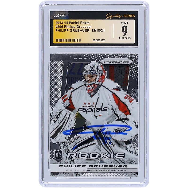 Philipp Grubauer Washington Capitals Autographed 2013-14 Panini Prizm #295 CGC Fanatics Witnessed Authenticated 9/10 Rookie Card