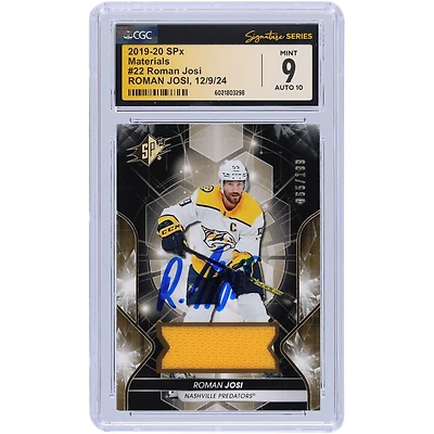 Roman Josi Nashville Predators Autographed 2019-20 Upper Deck SPx Materials Jersey Relic #22 #/199 CGC Fanatics Witnessed Authenticated 9/10 Card