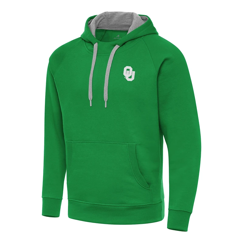 Men's Antigua  Kelly Green Oklahoma Sooners St. Patrick's Day Fleece Raglan Victory Pullover Hoodie