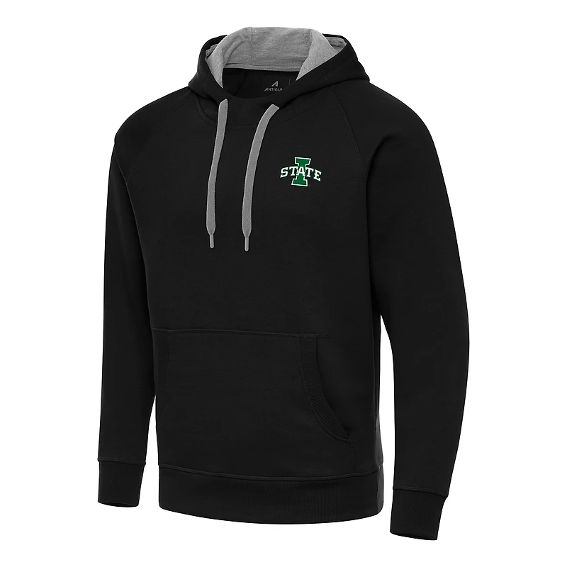 Men's Antigua Black Iowa State Cyclones St. Patrick's Day Fleece Raglan Victory Pullover Hoodie