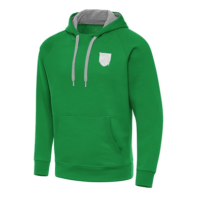 Men's Antigua  Kelly Green Army Black Knights St. Patrick's Day Fleece Raglan Victory Pullover Hoodie