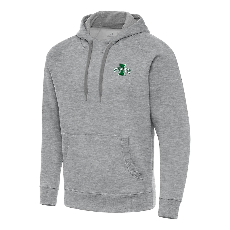 Men's Antigua  Heather Gray Iowa State Cyclones St. Patrick's Day Fleece Raglan Victory Pullover Hoodie