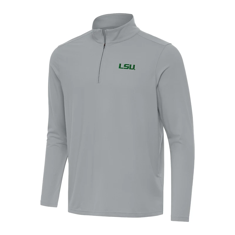 Men's Antigua Gray LSU Tigers St. Patrick's Day Intent Quarter-Zip Pullover