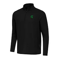 Men's Antigua Black Michigan State Spartans St. Patrick's Day Intent Quarter-Zip Pullover