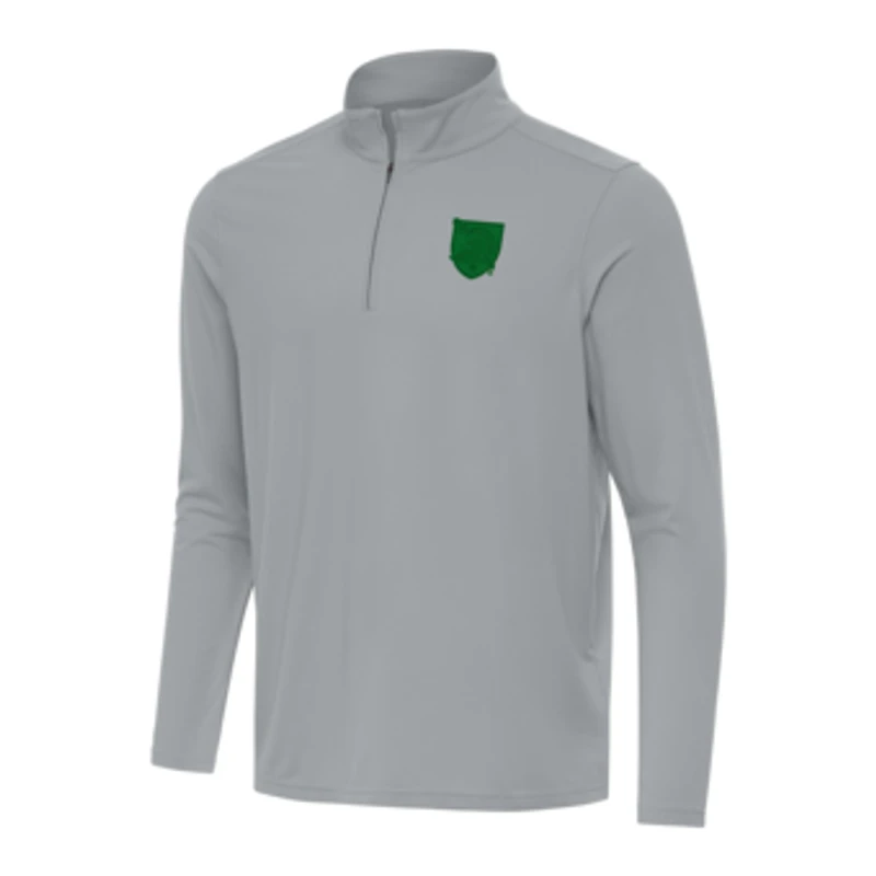 Men's Antigua Gray Army Black Knights St. Patrick's Day Intent Quarter-Zip Pullover