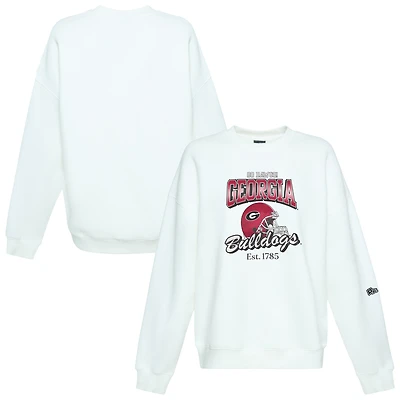 Women's Hype and Vice  White Georgia Bulldogs Classic Era Crewneck Sweatshirt
