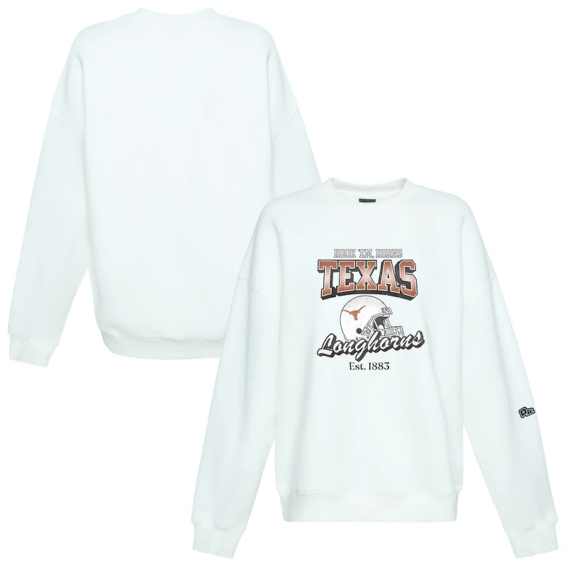 Women's Hype and Vice White Texas Longhorns Classic Era Crewneck Sweatshirt