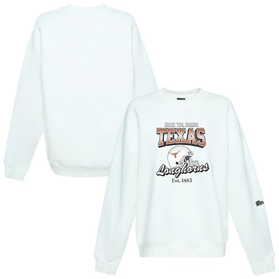 Women's Hype and Vice  White Texas Longhorns Classic Era Crewneck Sweatshirt