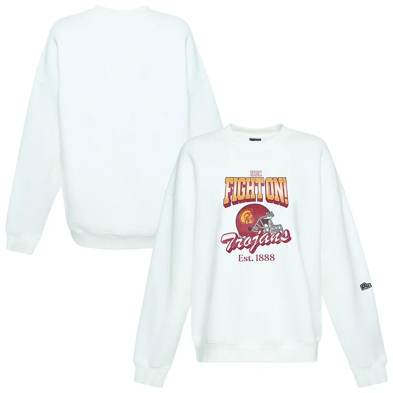 Women's Hype and Vice  White USC Trojans Classic Era Crewneck Sweatshirt