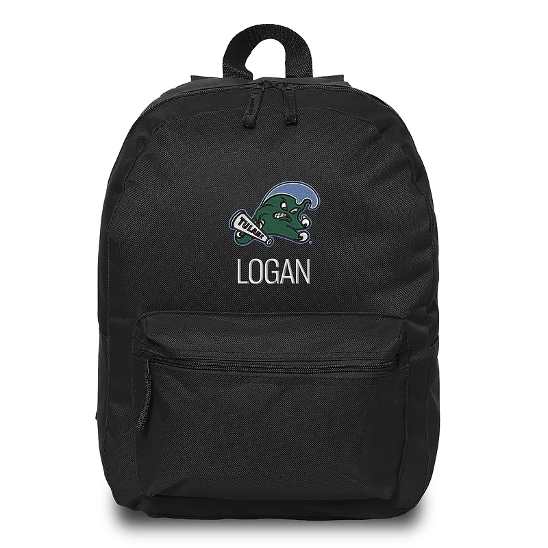 Chad & Jake  Black Tulane Green Wave Personalized Backpack