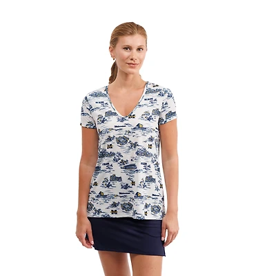 Women's Smith & Quinn White Michigan Wolverines Blake Floral V-Neck Top