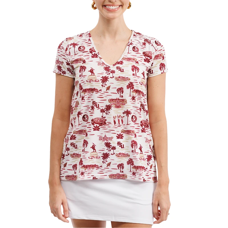 Women's Smith & Quinn White Florida State Seminoles Blake Floral V-Neck Top