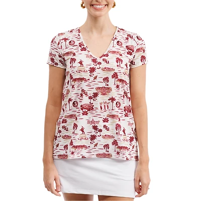 Women's Smith & Quinn White Florida State Seminoles Blake Floral V-Neck Top